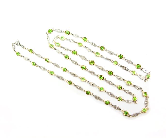 Demantoid garnet and diamond spectacle set chain necklace | MasterArt